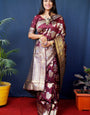 Maroon Pure Handloom Banarasi Silk Saree