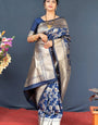 Navy Blue Kanchipuram Pure silk handloom saree with Pure Zari