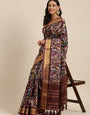Brown Soft Cotton Silk Blend Kalamkari Print weaving Saree
