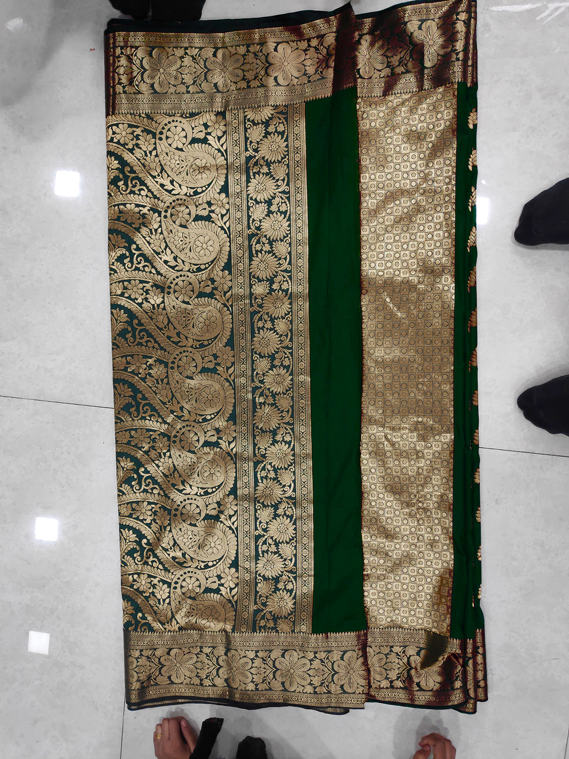 Dark Green Silk Banarasi Saree