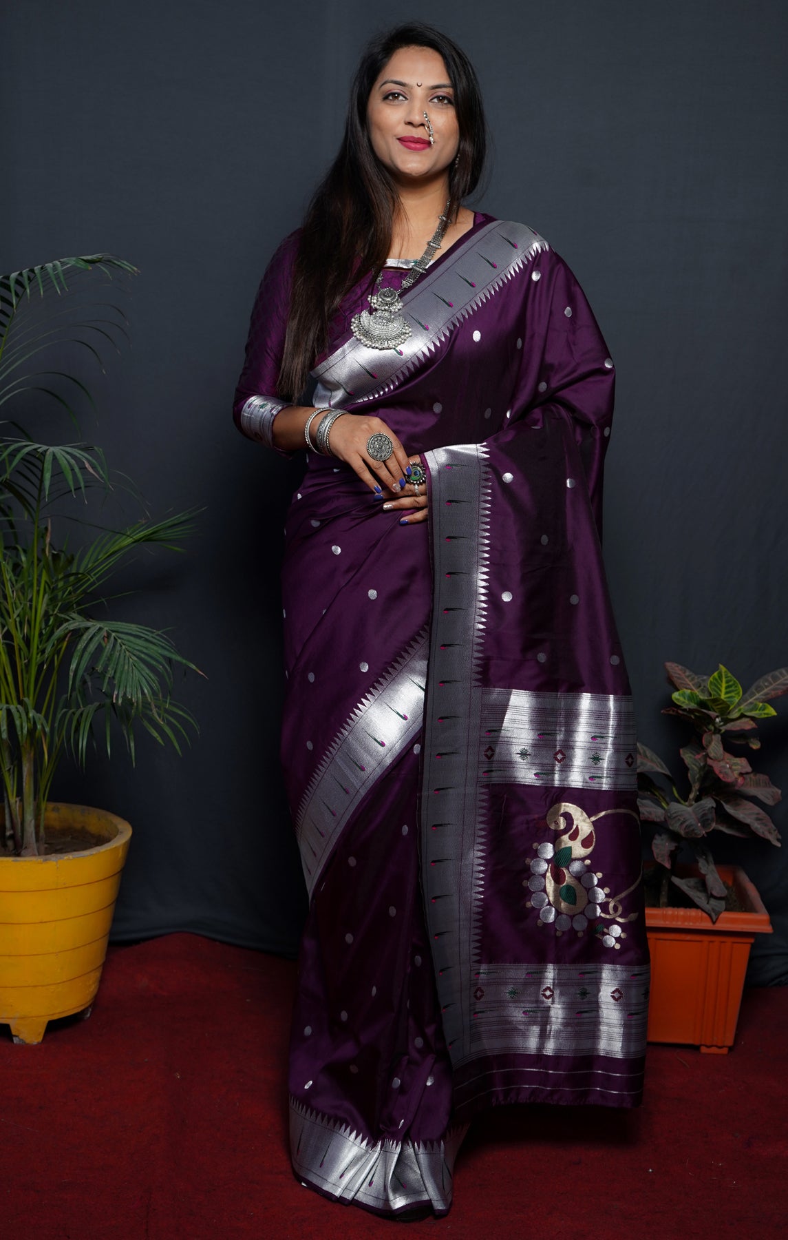 MAGENTA Soft Silk Maharashtrian Paithani Saree