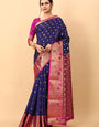 Blue Soft Cotton Silk Banarasi Saree