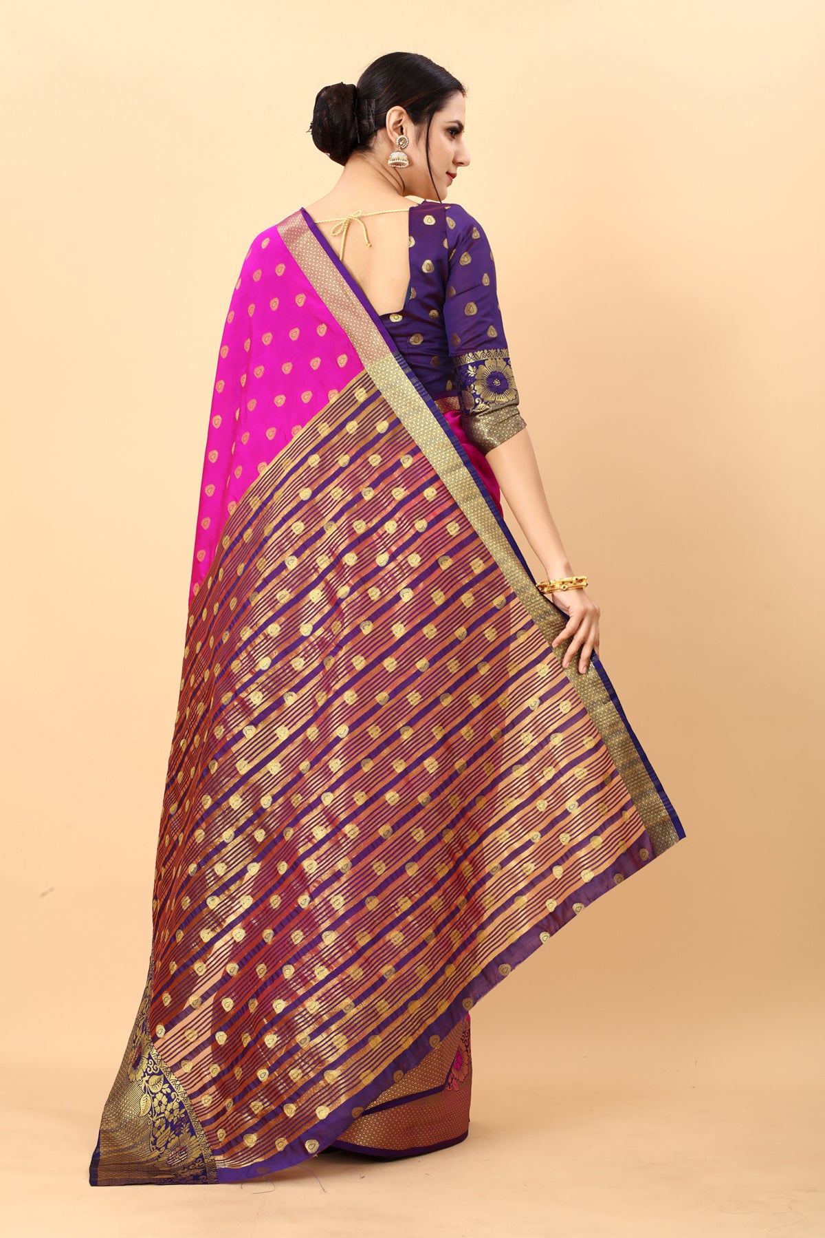 Pink Soft Cotton Silk Banarasi Saree