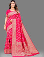 Pink Soft Lichi Silk Banarasi Saree