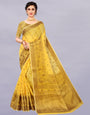 Yellow Soft Cotton Silk Banarasi Saree