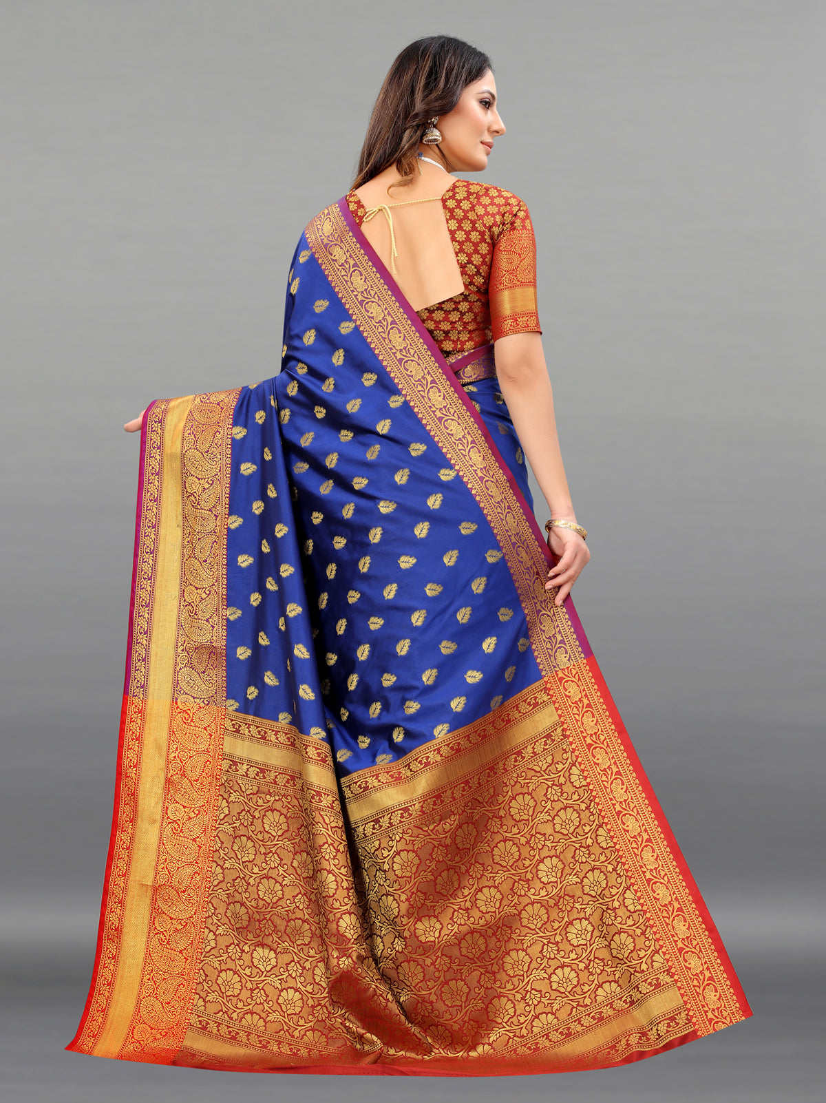 Blue Soft Lichi Silk Banarasi Saree