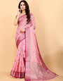 Pink Soft Magic Slub Silk Banarasi Saree