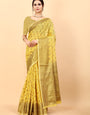 Soft Cotton Kanjivaram Silk Saree Yellow