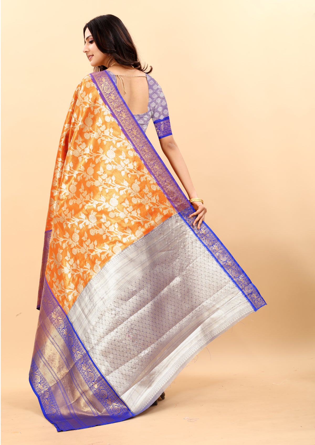 Orange Soft kanjivarm Silk Saree