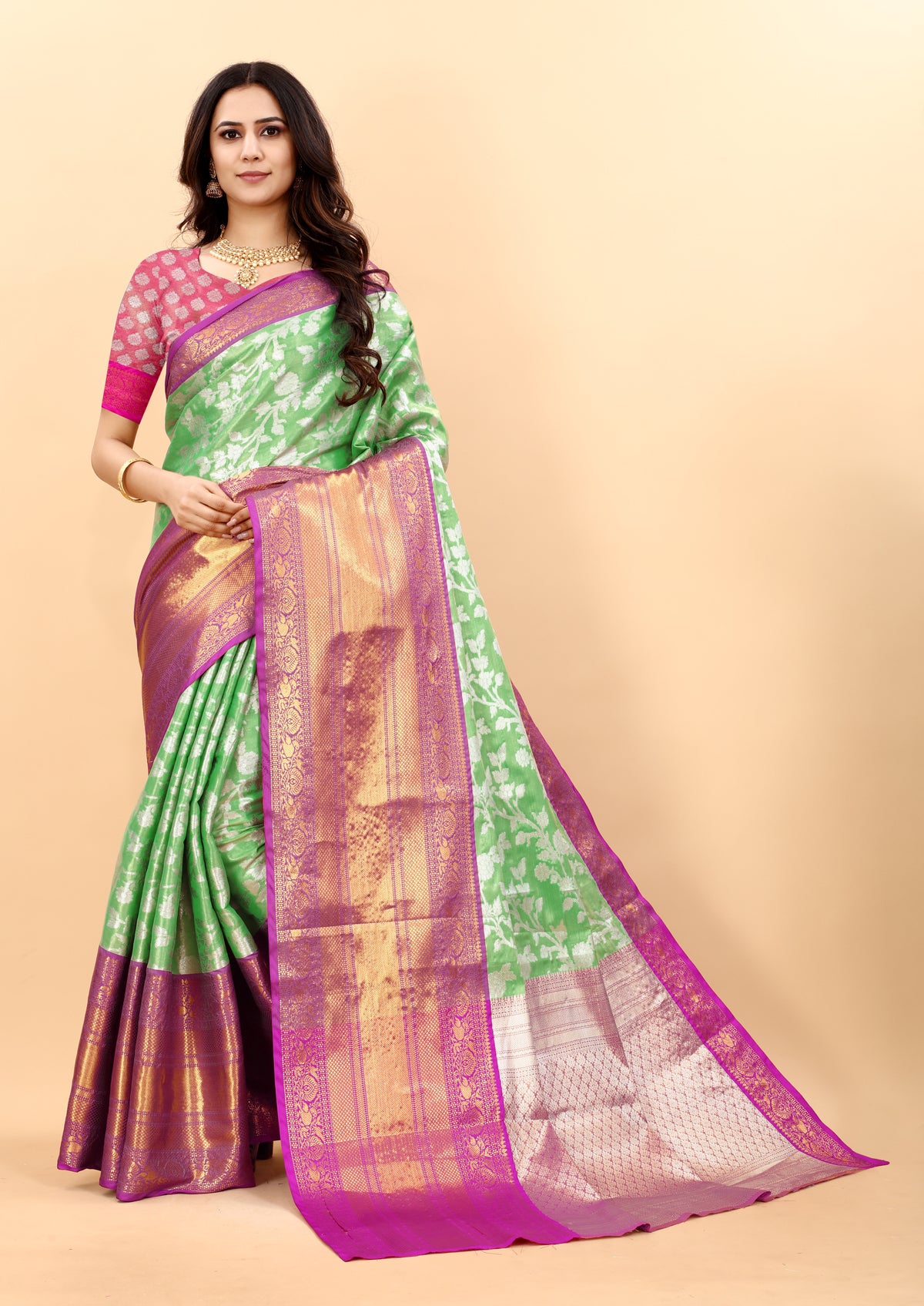 Parrot Soft kanjivarm Silk Saree