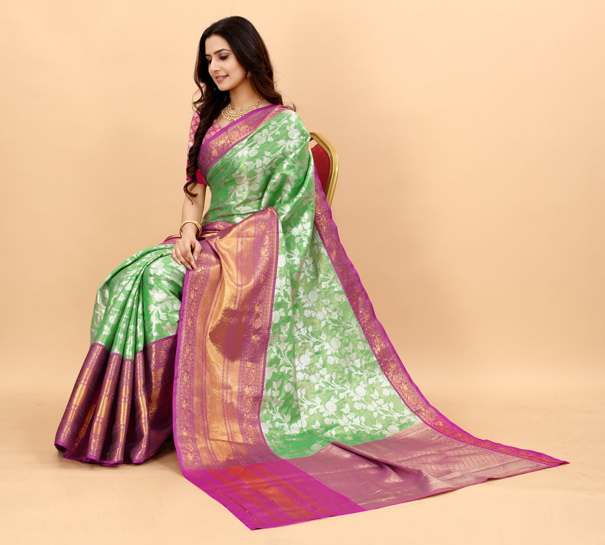 Parrot Soft kanjivarm Silk Saree