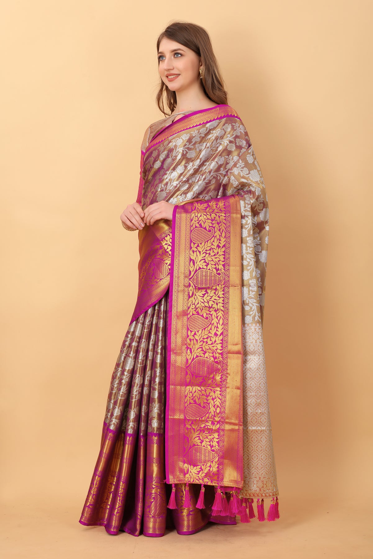 Brown Soft kanjivarm Silk Saree