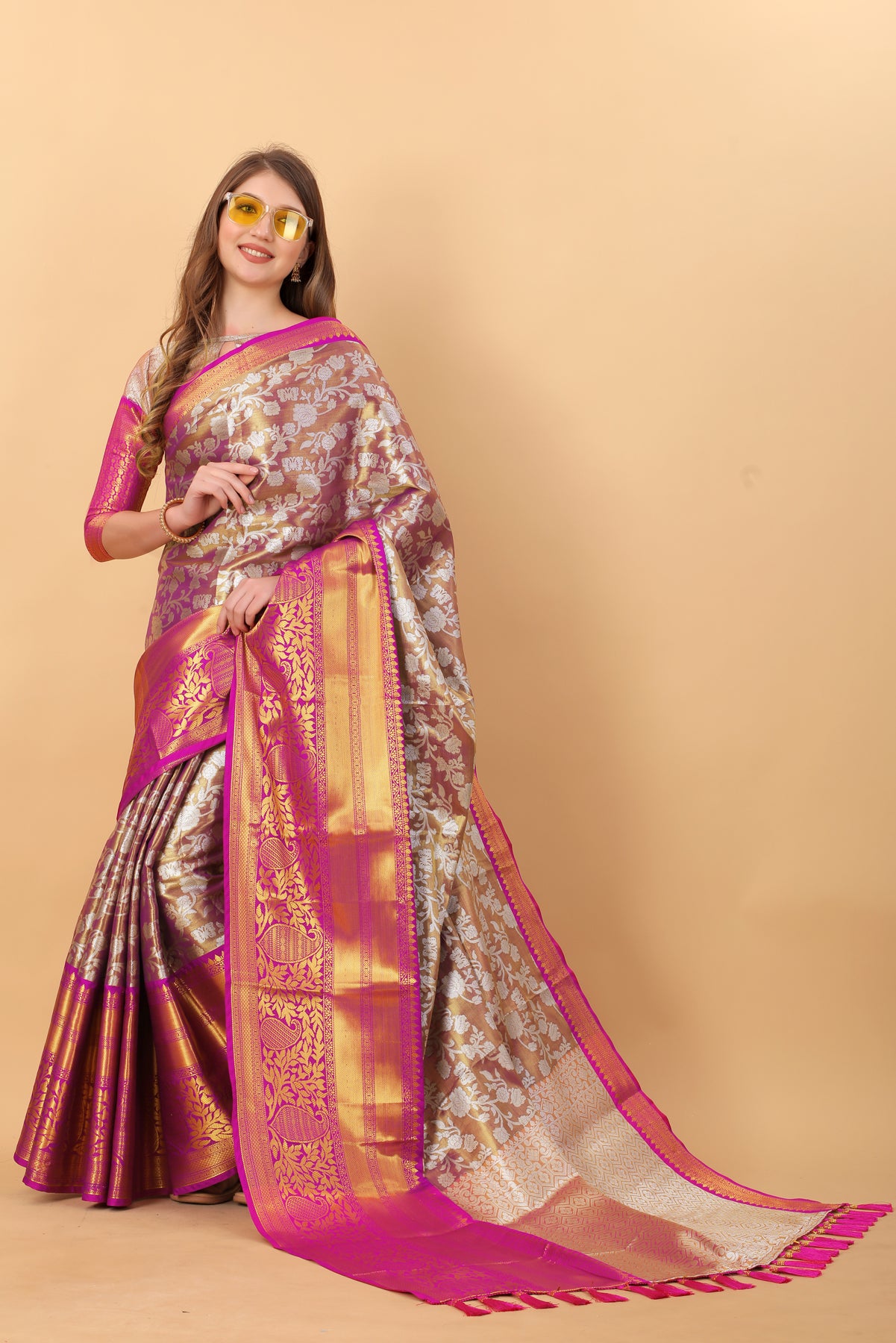 Brown Soft kanjivarm Silk Saree