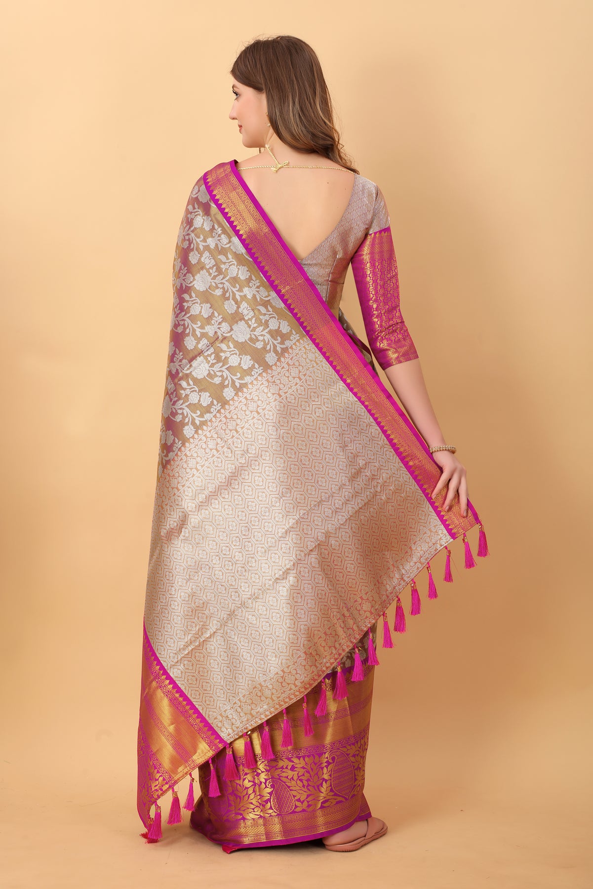 Brown Soft kanjivarm Silk Saree