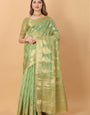 Green Soft Organza  Silk Banarasi Saree