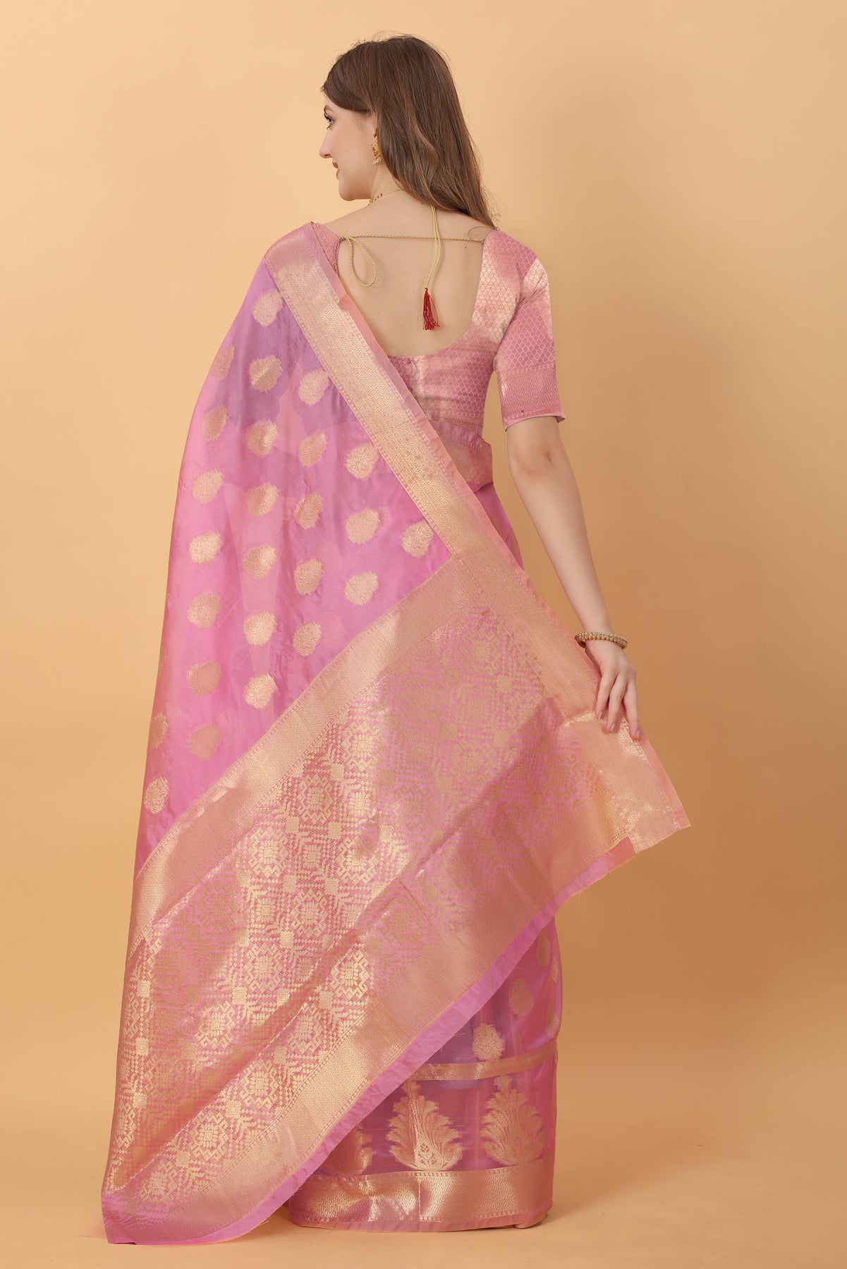 Pink Soft Organza  Silk Banarasi Saree