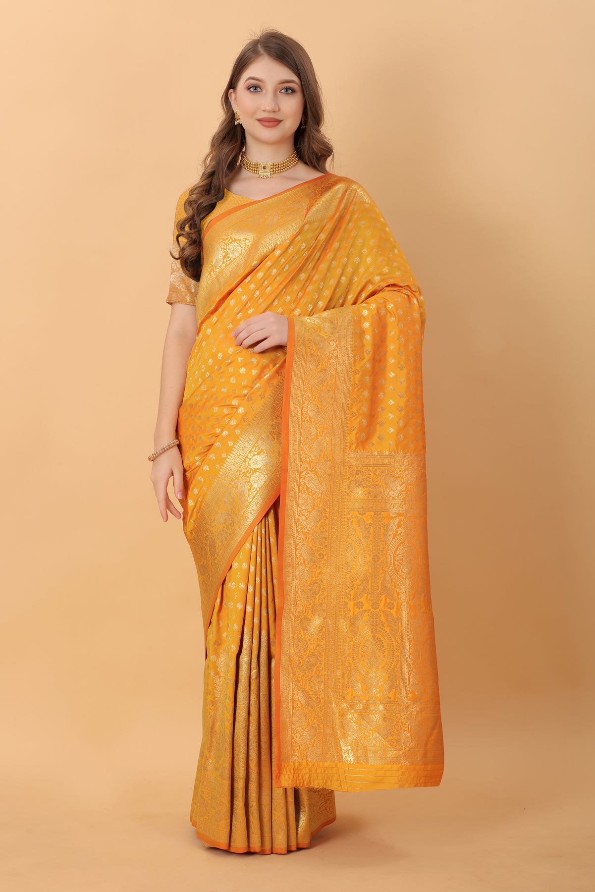 Yellow Soft kanjivarm Silk Saree