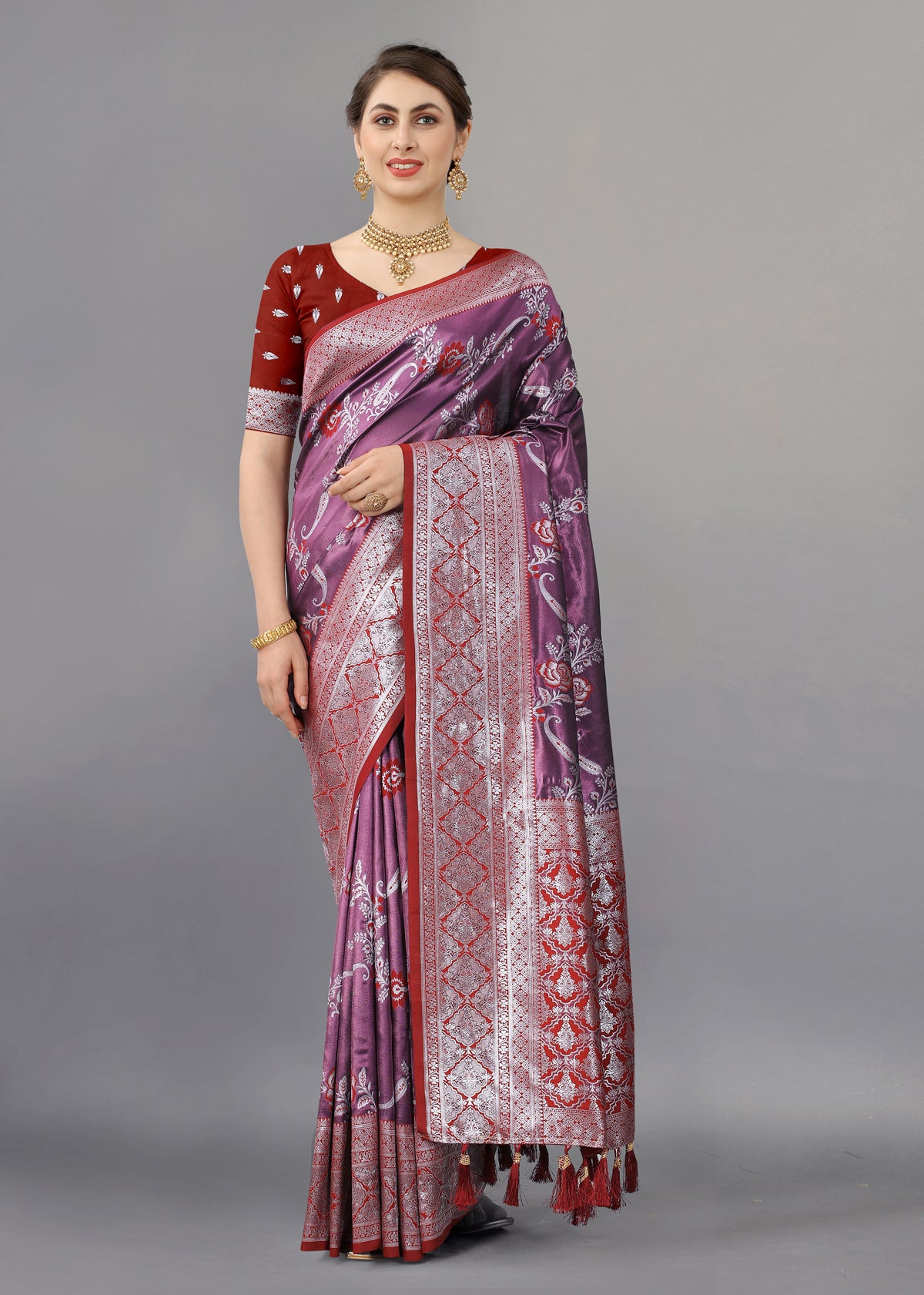 Maroon Soft kanjivarm zari Silk Saree