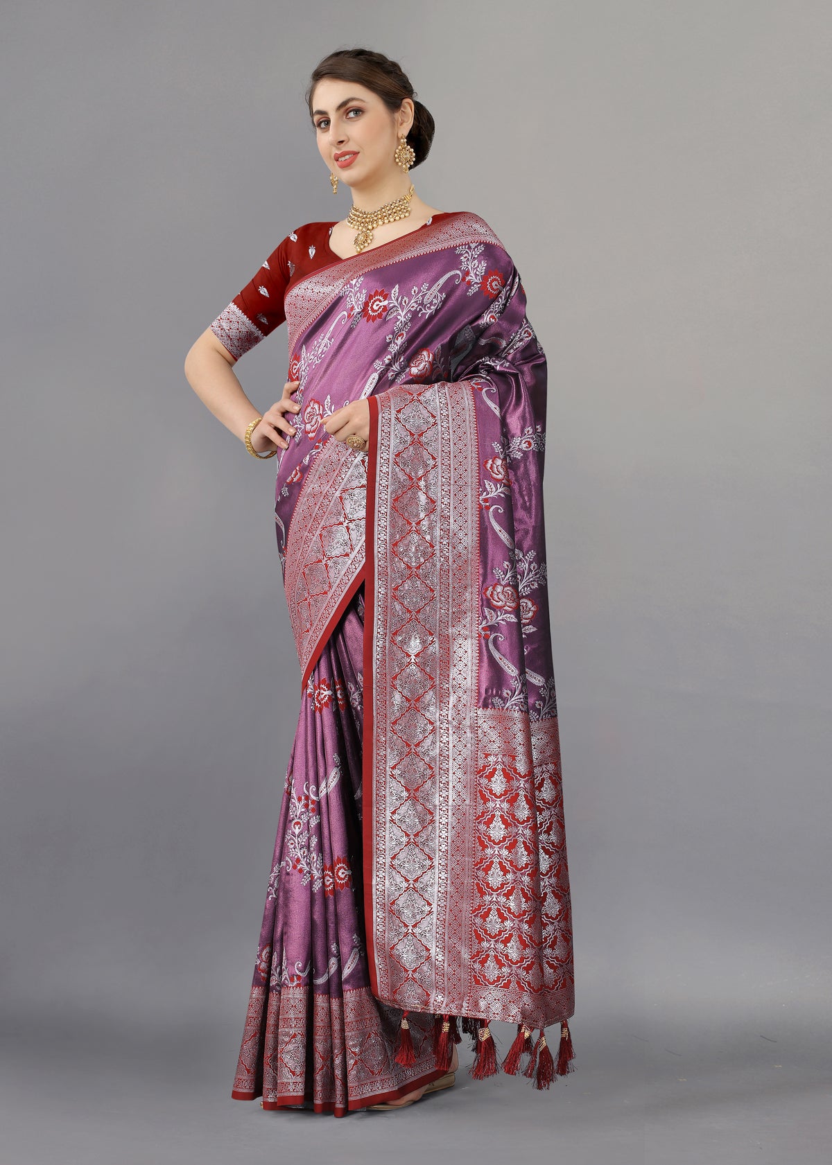 Maroon Soft kanjivarm zari Silk Saree