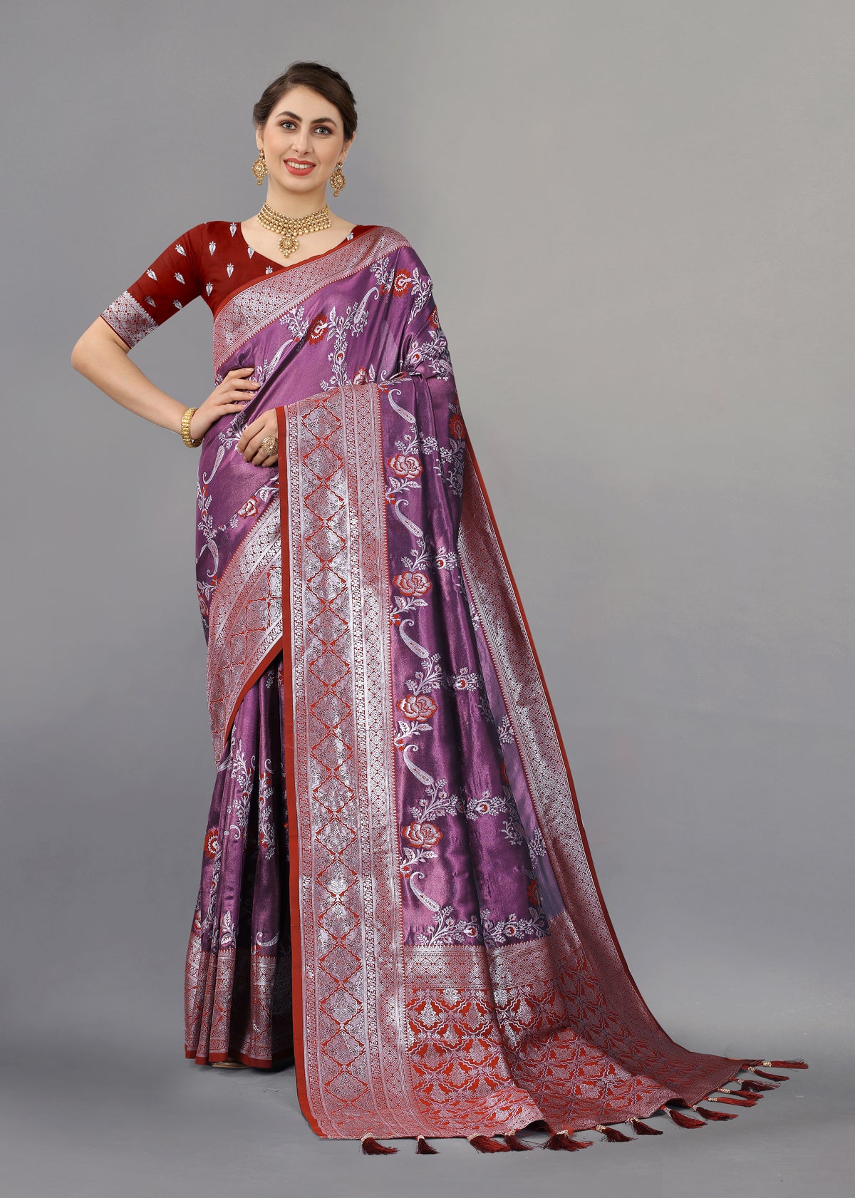 Maroon Soft kanjivarm zari Silk Saree