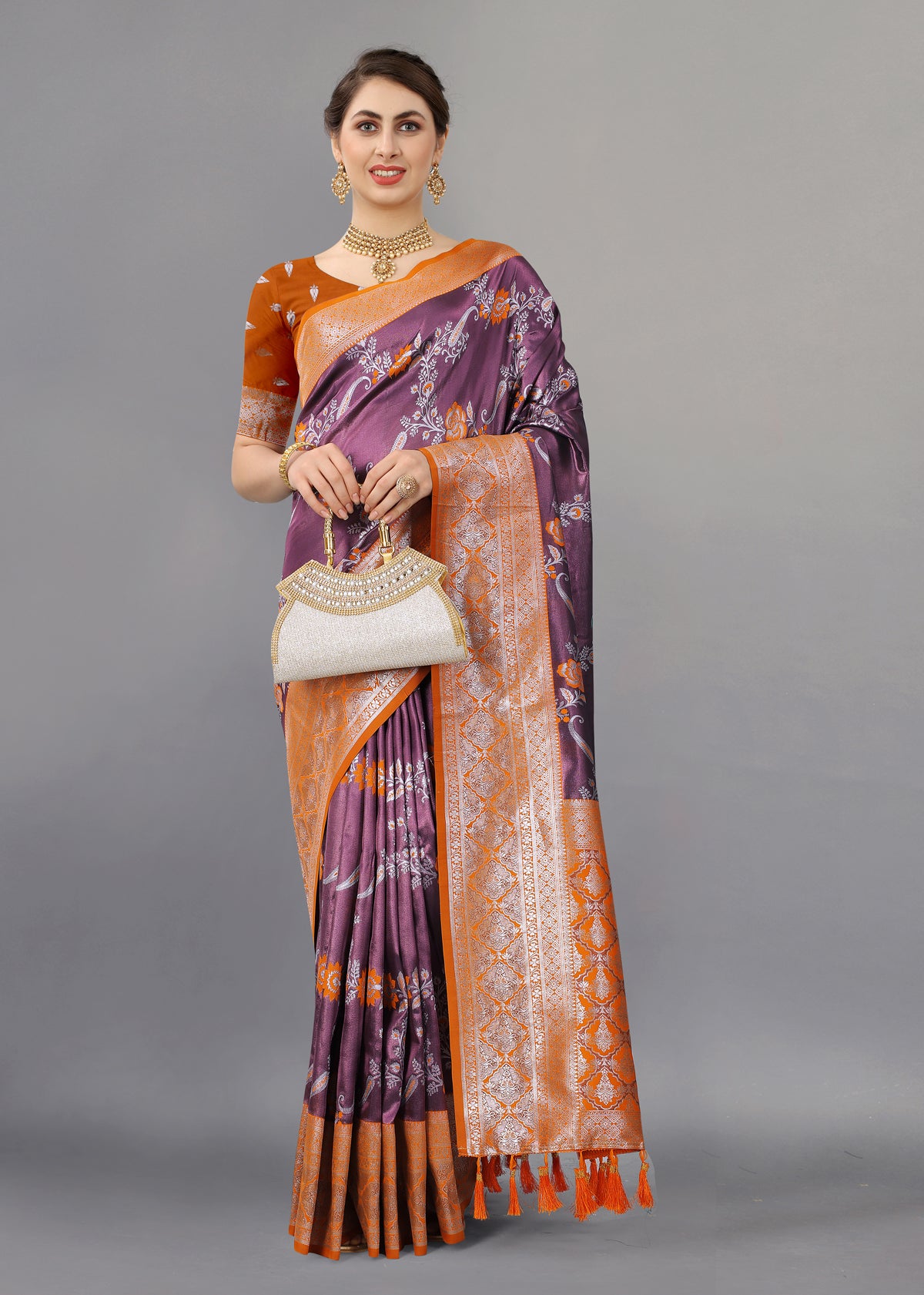 Orange Soft kanjivarm zari Silk Saree