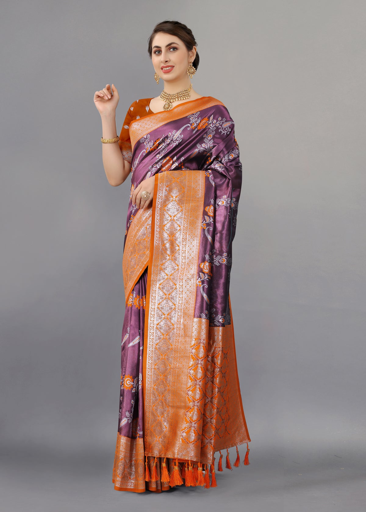 Orange Soft kanjivarm zari Silk Saree