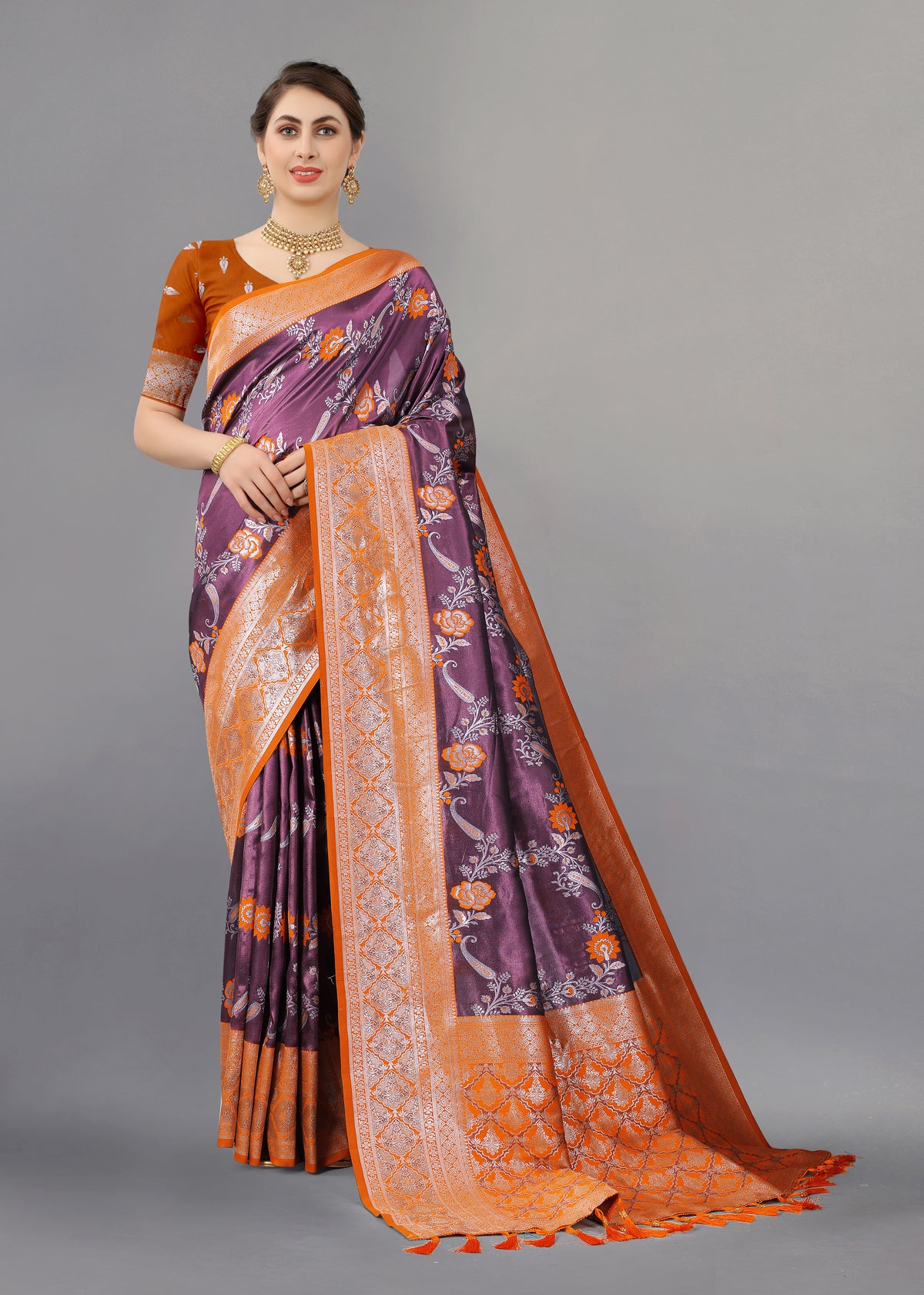 Orange Soft kanjivarm zari Silk Saree