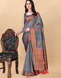 Grey Soft Cotton Silk Banarasi Saree