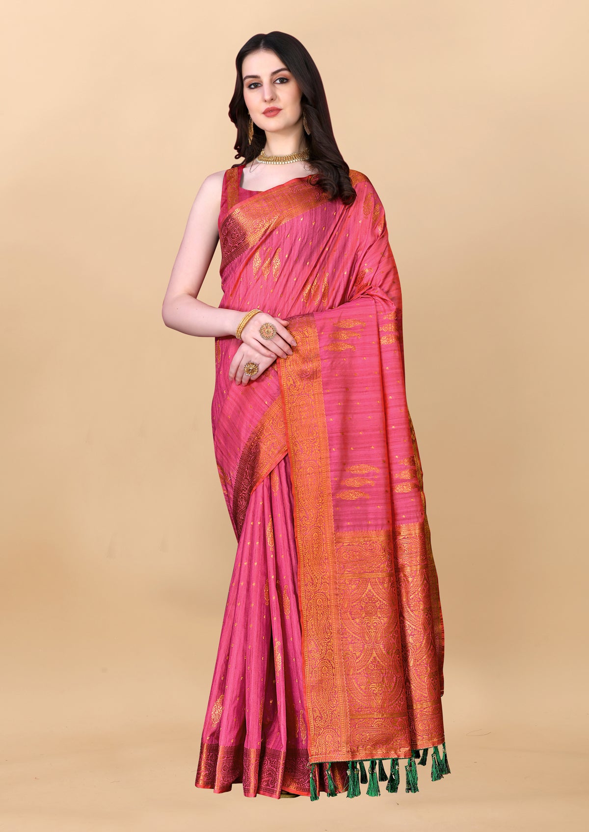 Pink Soft Cotton Silk Banarasi Saree