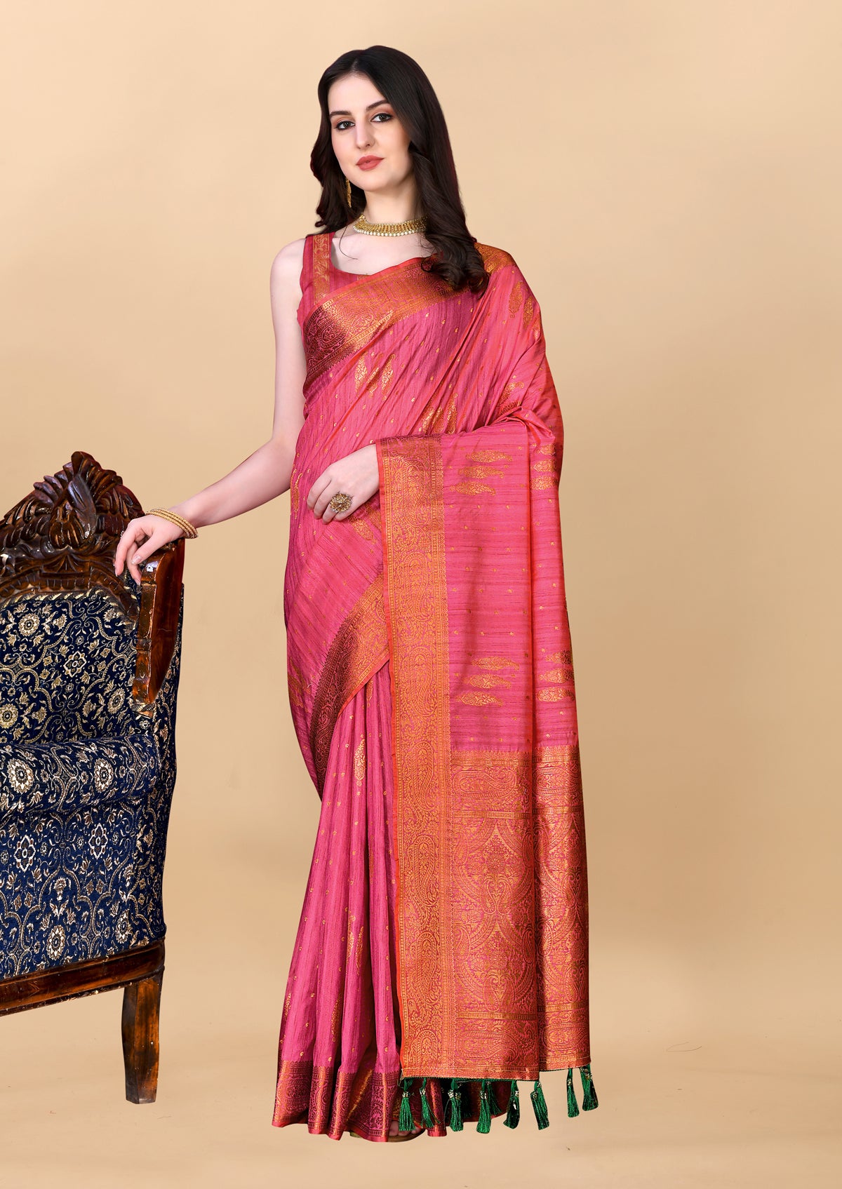 Pink Soft Cotton Silk Banarasi Saree