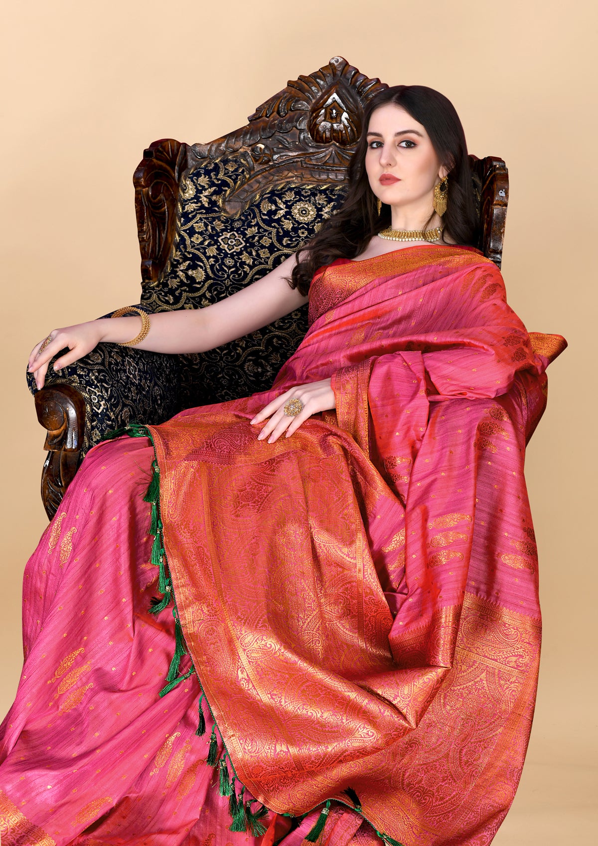 Pink Soft Cotton Silk Banarasi Saree