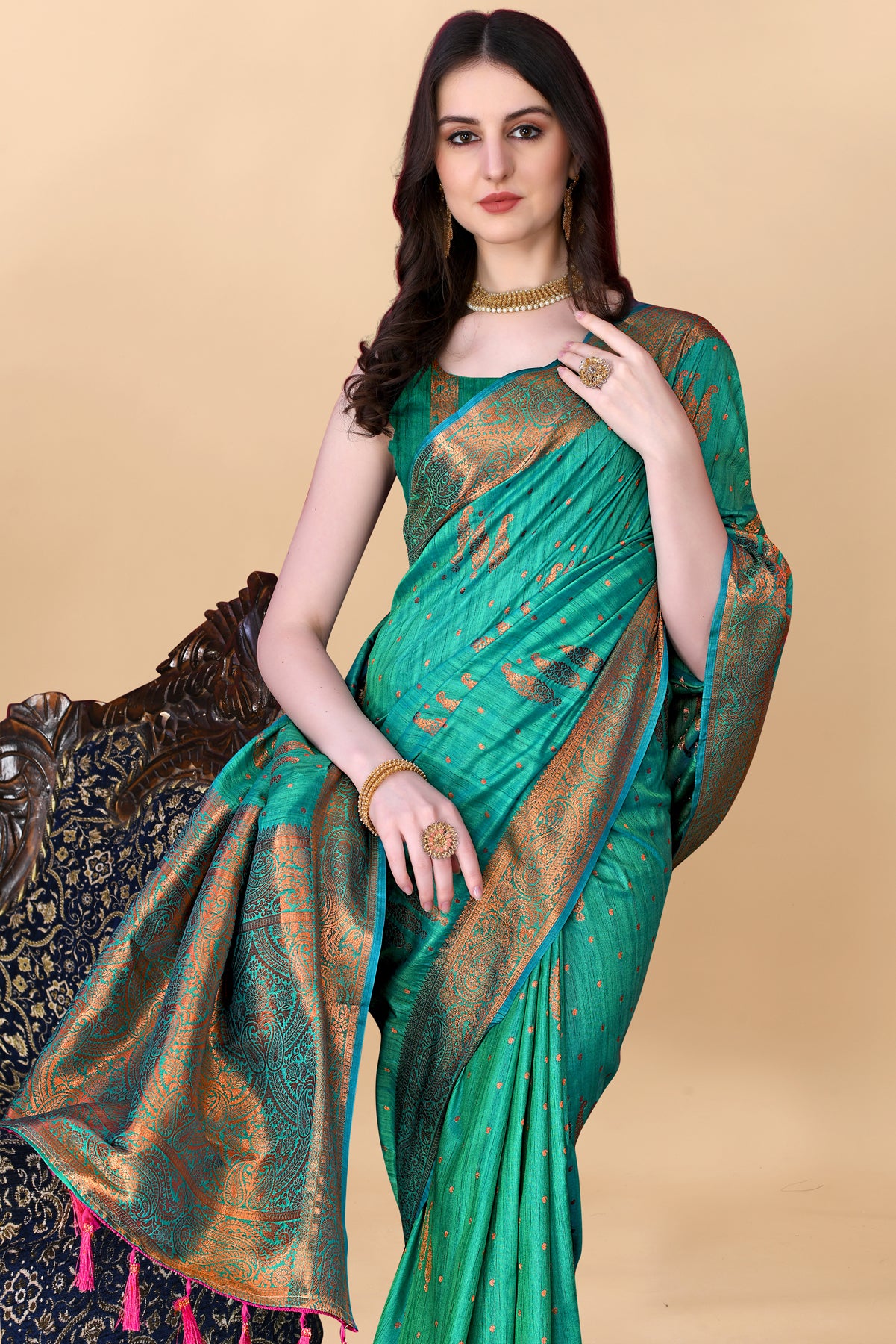 Light Green Soft Cotton Silk Banarasi Saree