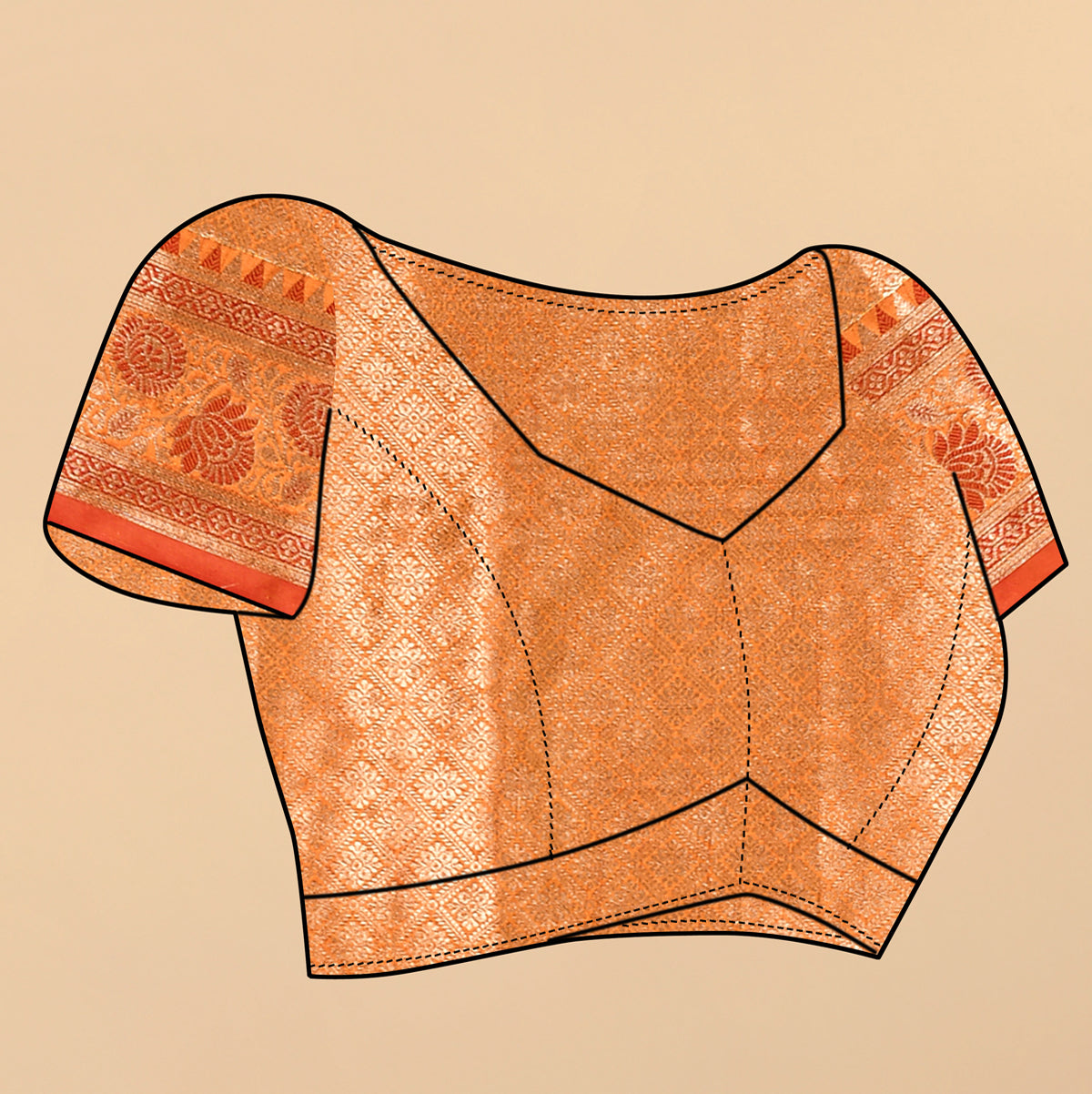 Orange Soft Cotton Silk Banarasi Saree