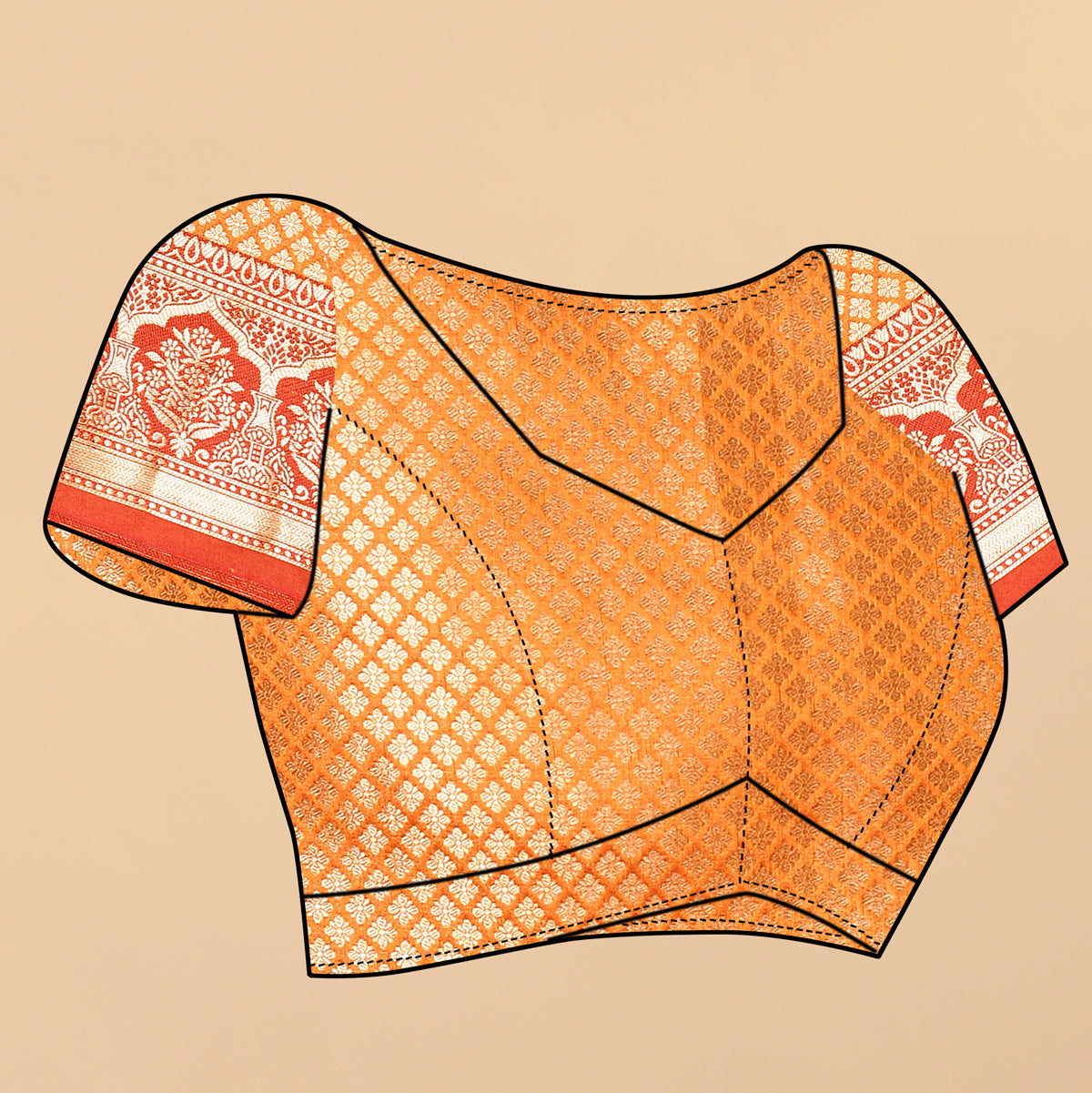 Orange Soft Cotton Silk Banarasi Saree