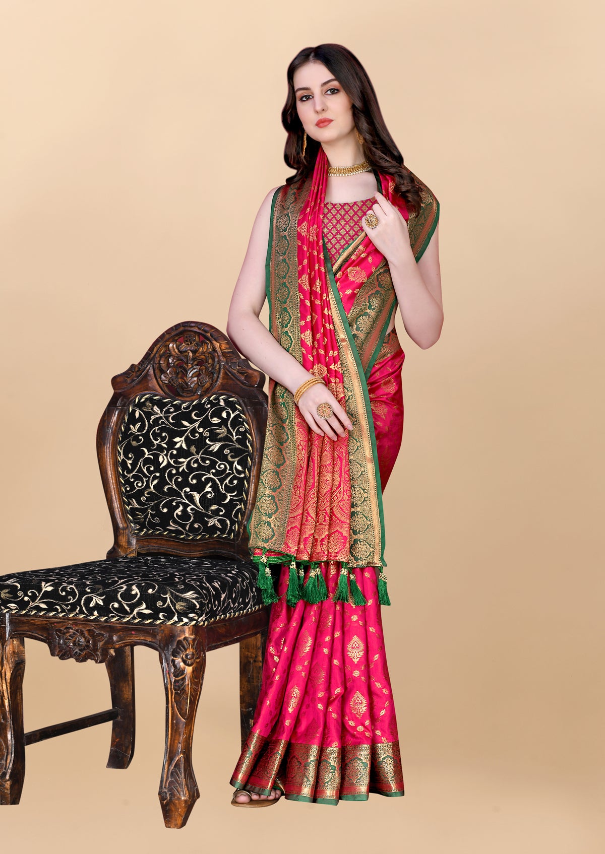 Pink Soft Cotton Silk Banarasi Saree