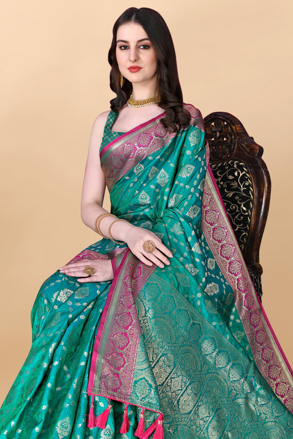 Light Green Soft Cotton Silk Banarasi Saree