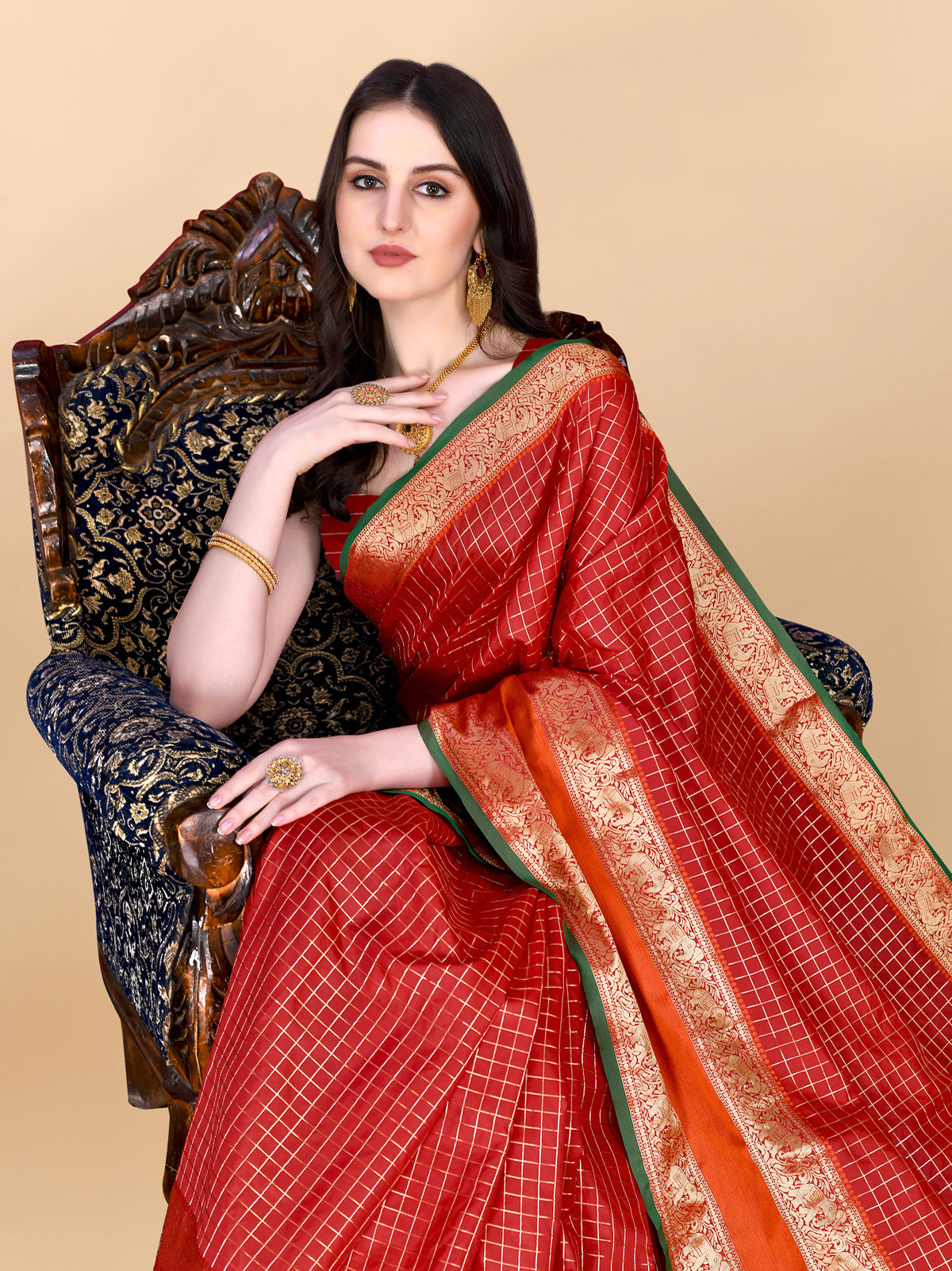 Red Soft kanjivarm Silk Saree