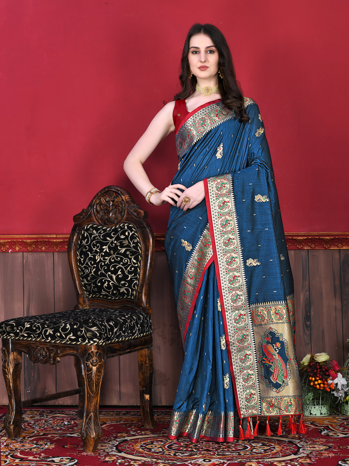 Blue Soft Paithani Silk Saree