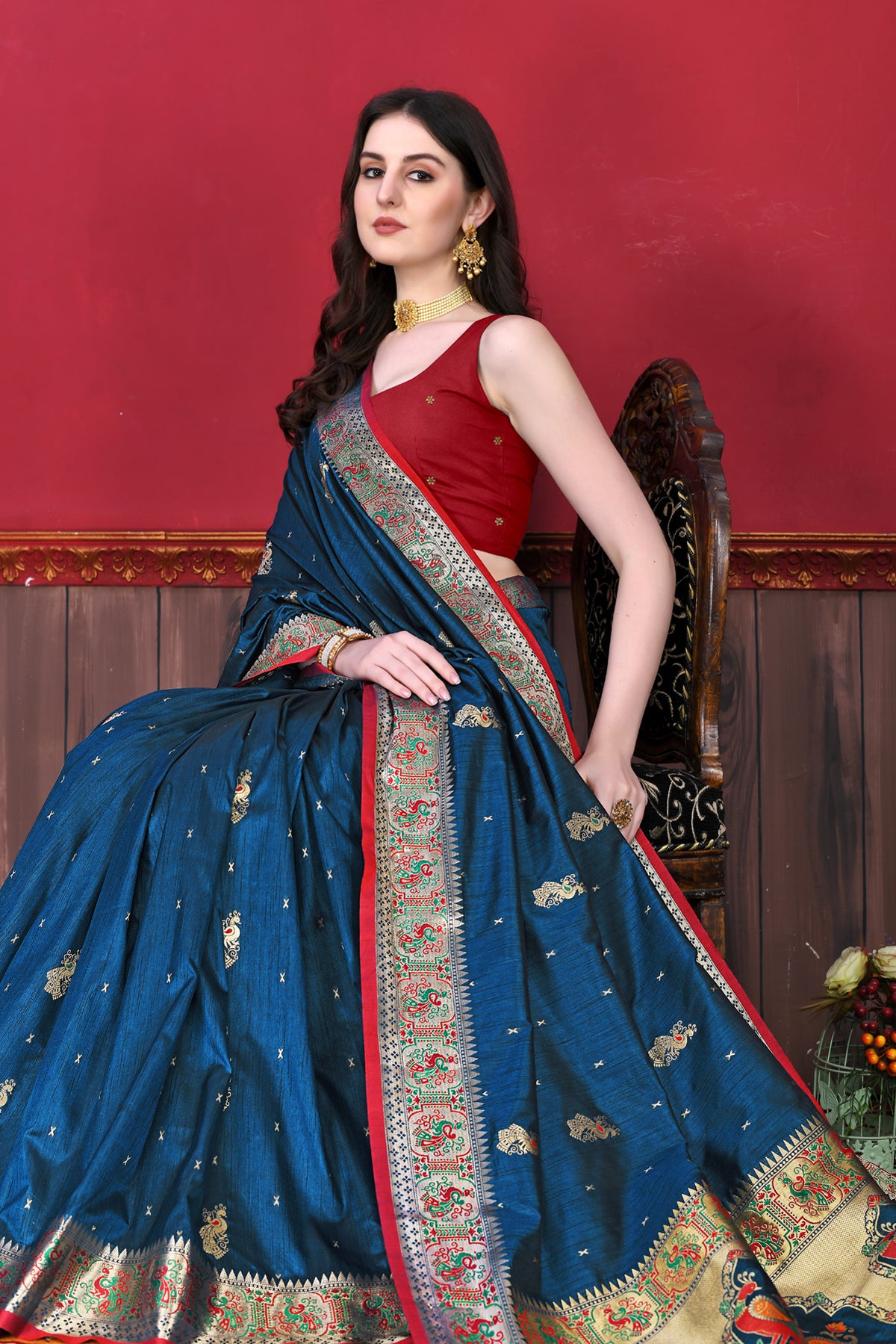 Blue Soft Paithani Silk Saree