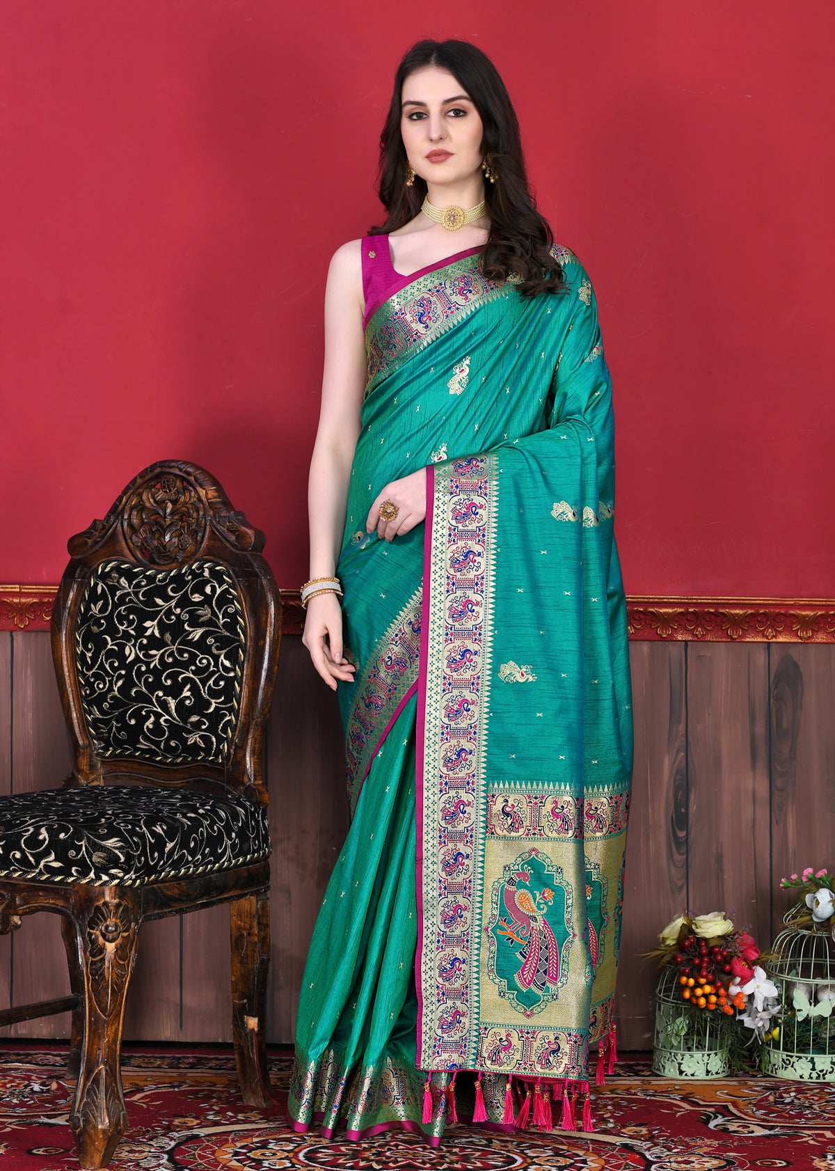 Rama Soft Paithani Silk Saree