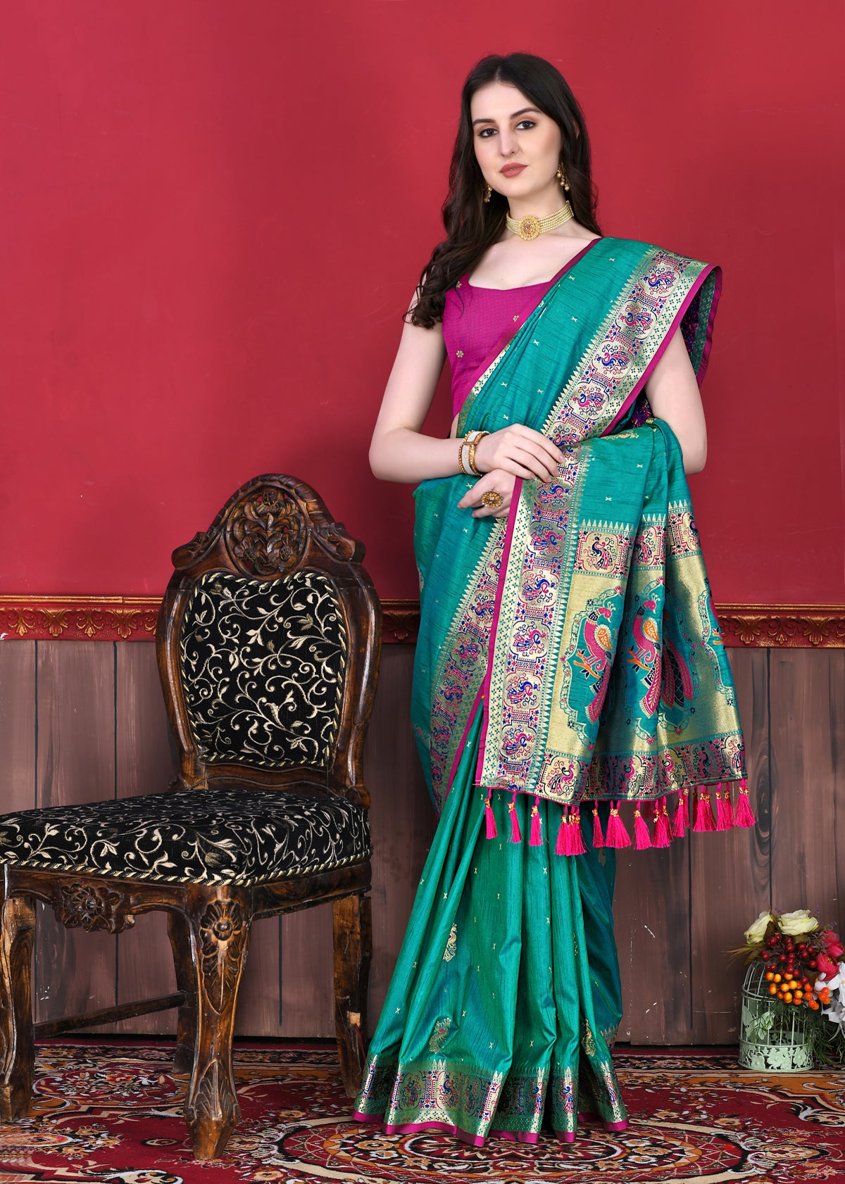 Rama Soft Paithani Silk Saree