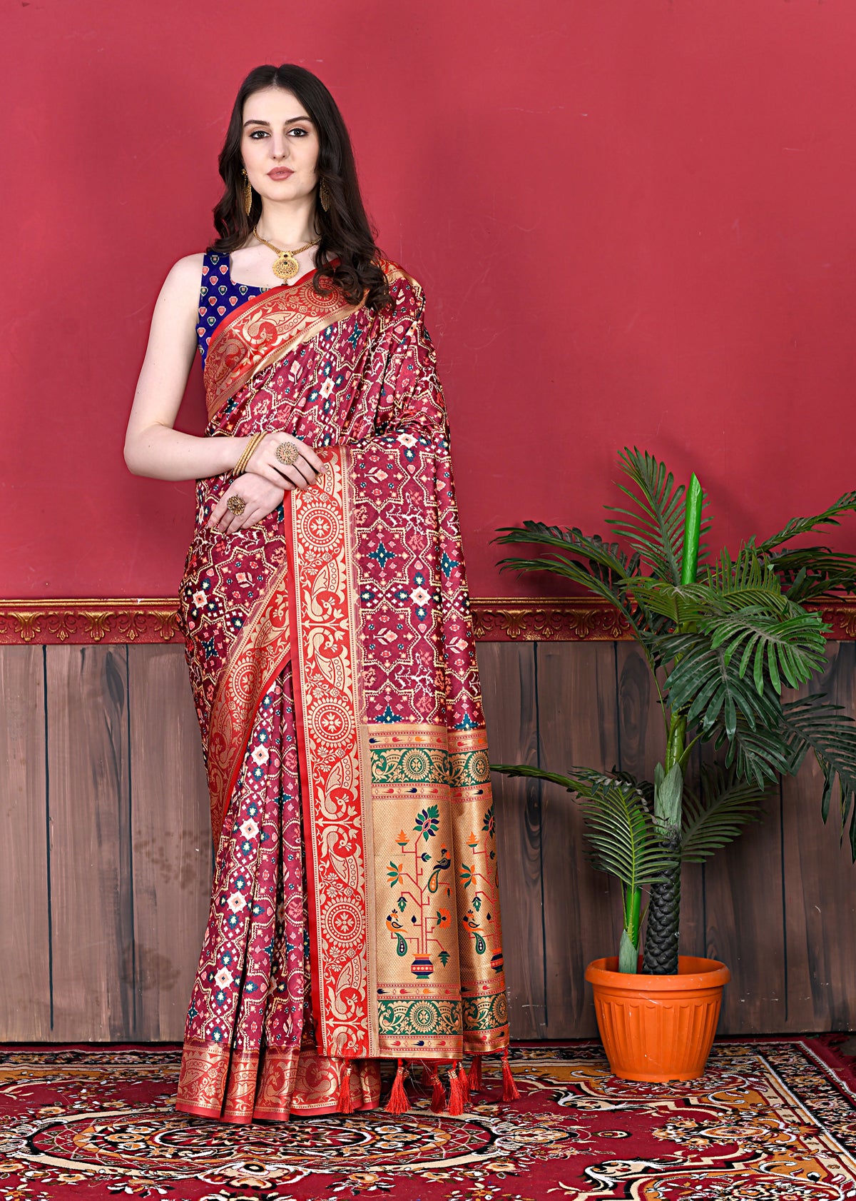 Maroon Soft Paithani Silk Saree