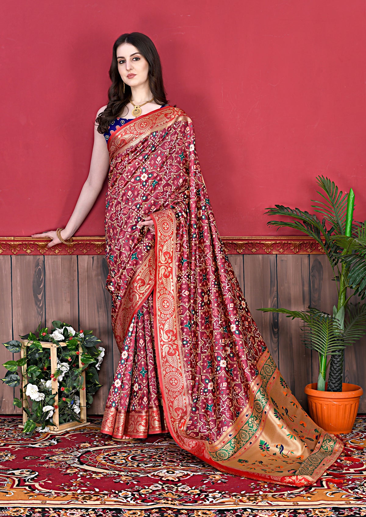 Maroon Soft Paithani Silk Saree