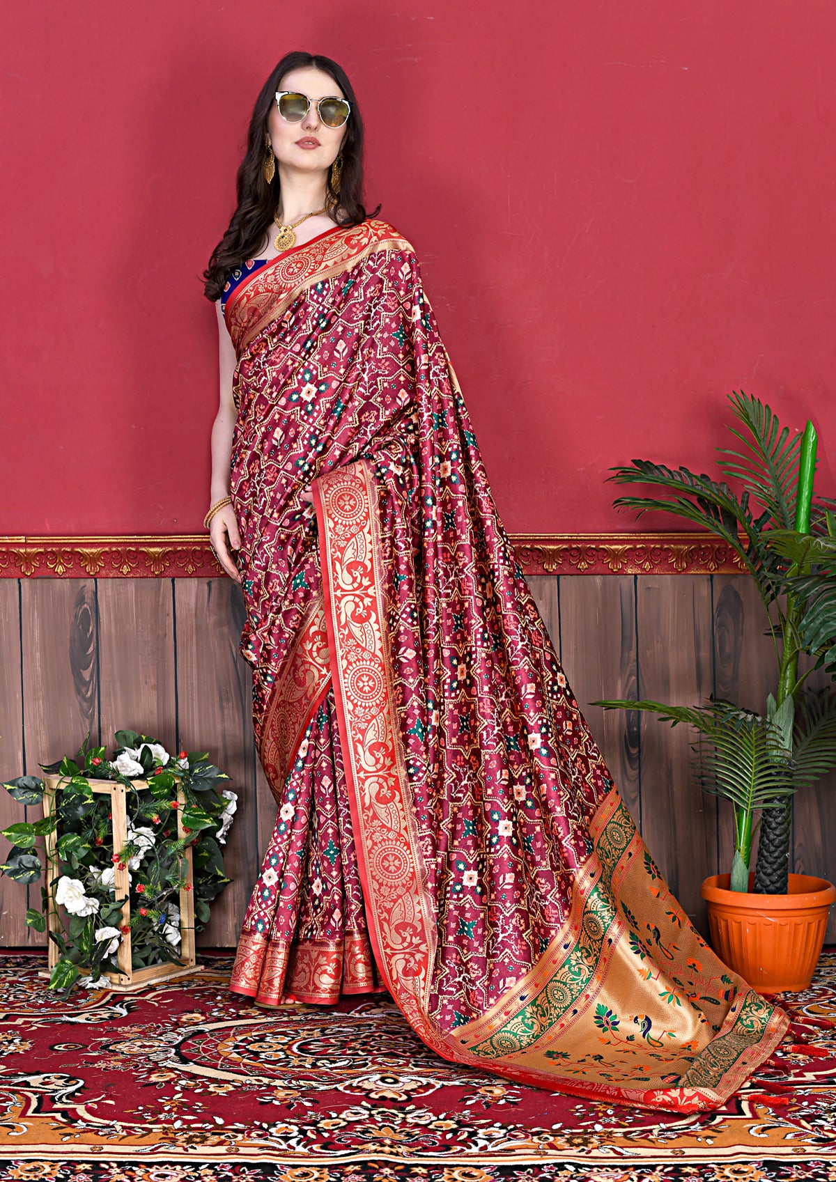 Maroon Soft Paithani Silk Saree