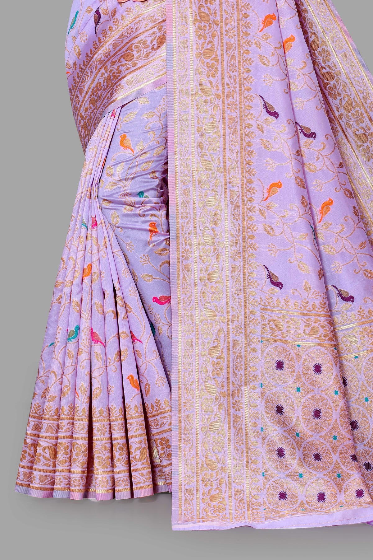 Violet Soft Lichi Paithani Silk Saree