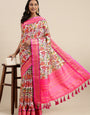 Pink Soft Cotton Silk Blend Kalamkari Print weaving Saree