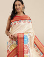 Red Soft Cotton Silk Blend Kalamkari Print weaving Saree