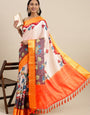 Yellow Soft Cotton Silk Blend Kalamkari Print weaving Saree