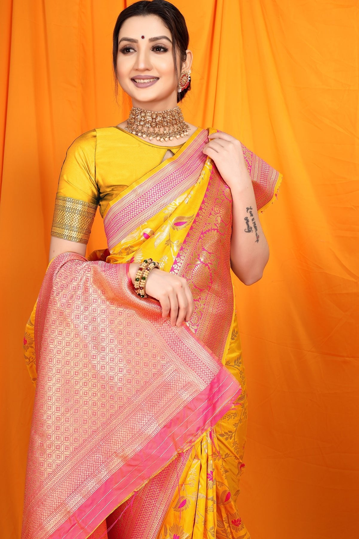 Antra Yellow Pattu Banarasi Silk saree - OFLINE SELECTION Banarasi SareeANTRAYELLOW #Saree#