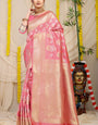 Baby Pink Pattu Silk Banarasi Saree